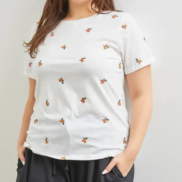 Embroidered Floral Ivory T-Shirt