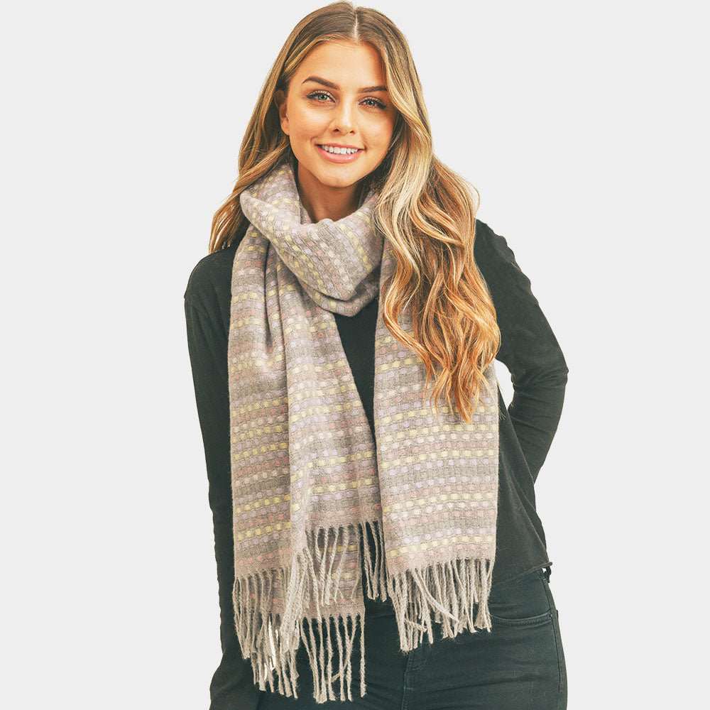 
                
                    Load image into Gallery viewer, Light Pink &amp;amp; Red Stripe Scarf
                
            