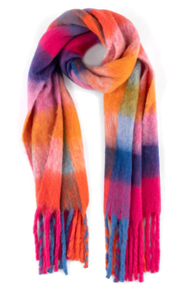 Bright Pink, Orange, and Blue Scarf