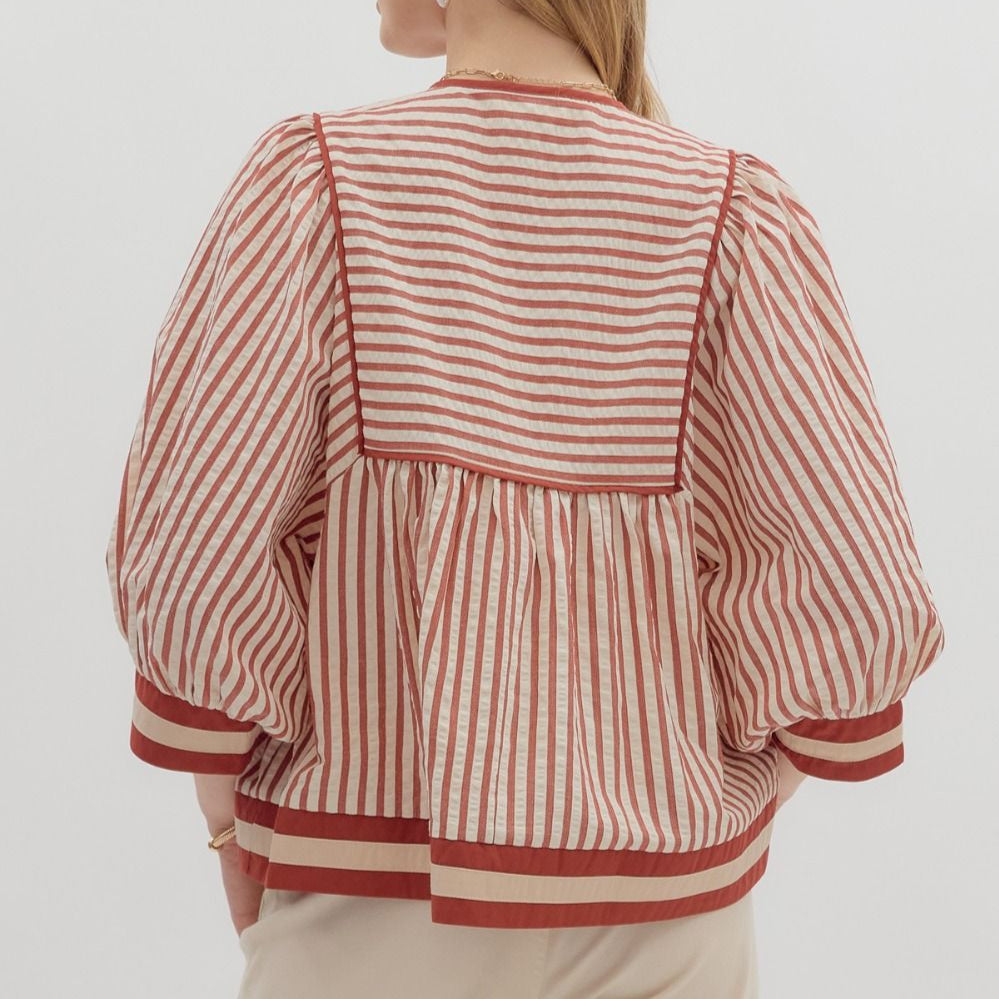 Striped 3/4 Sleeve Top