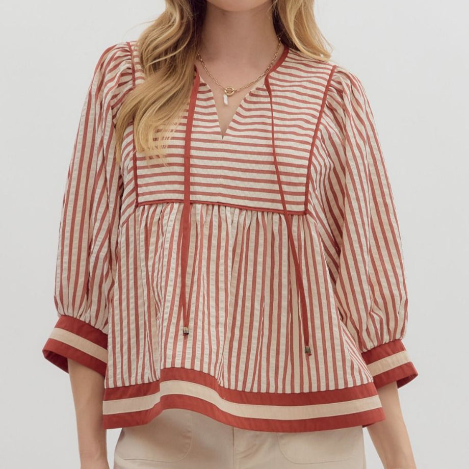 Striped 3/4 Sleeve Top
