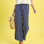 Slate Blue Embroidered Linen Pant
