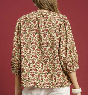 Cream Floral Top