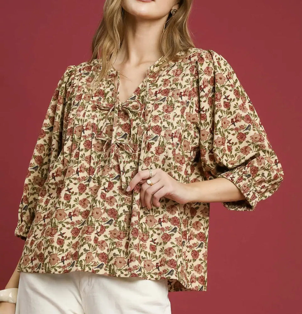 Cream Floral Top