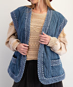 Quilted Denim Vest