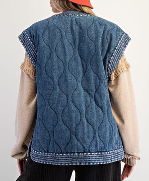 Quilted Denim Vest