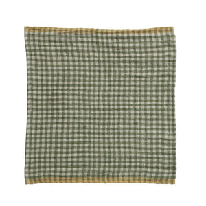 Green Gingham Linen Napkin Set