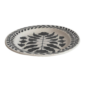 Black and White Hand Painted Floral Platter