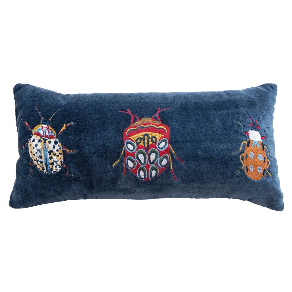 Blue Velvet Beetle Pillow