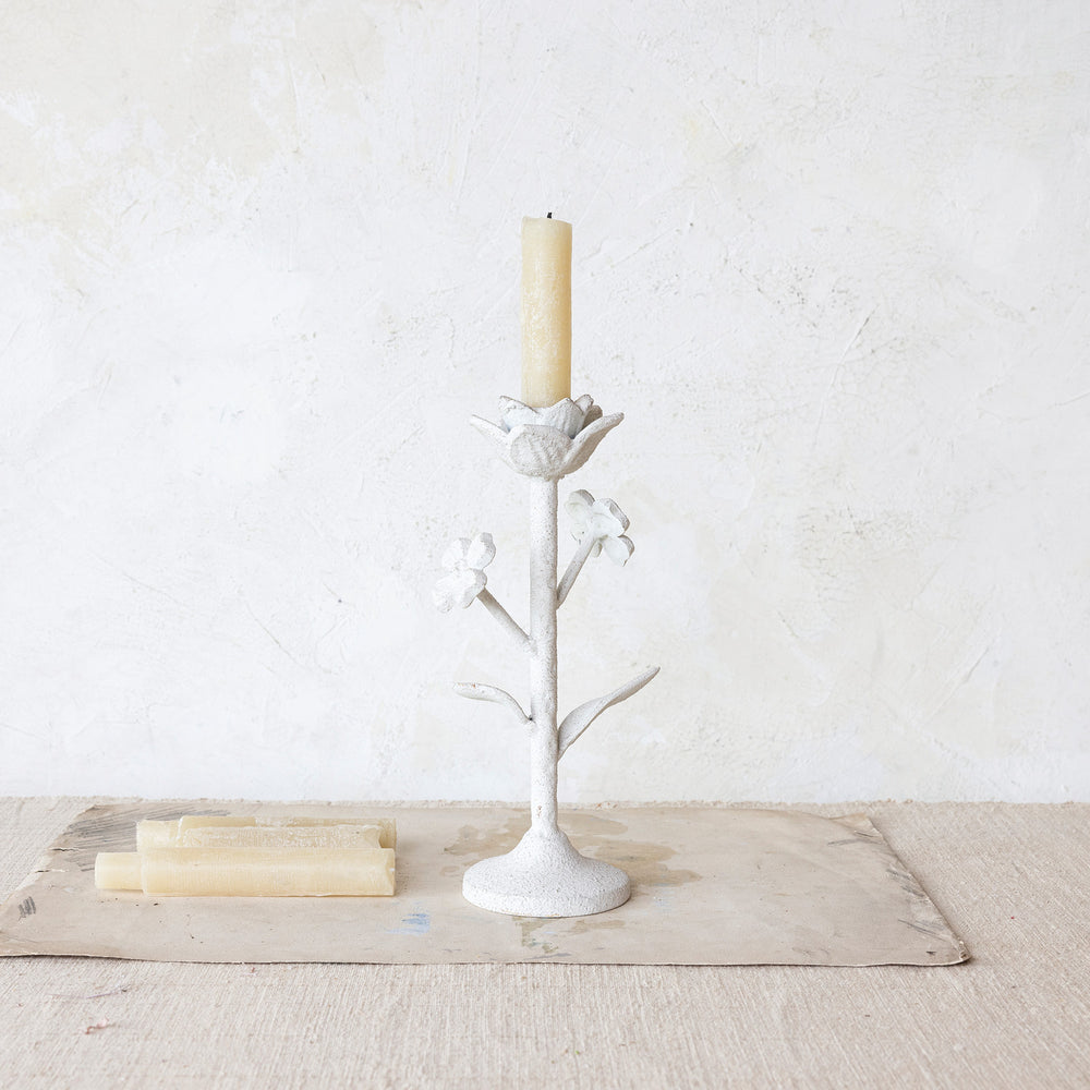 Cast Iron Flower Candle Stick Holder