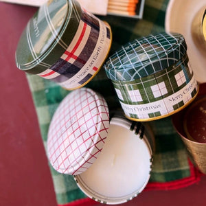 Balsam & Cedar Plaid Tin Candle