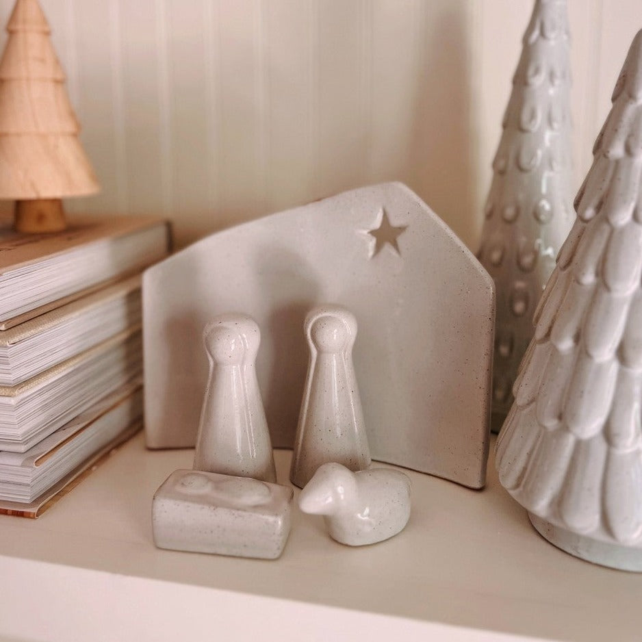 Glazed Stoneware Nativity Set