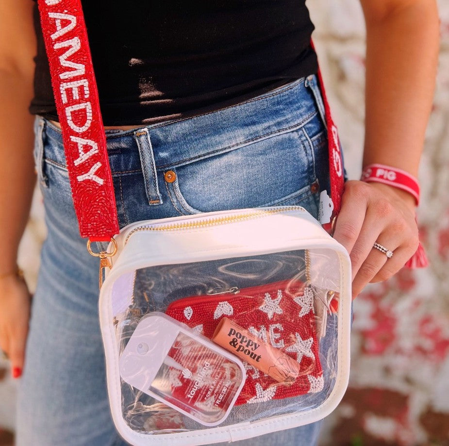 Clear Game Day Bag with Beaded Strap