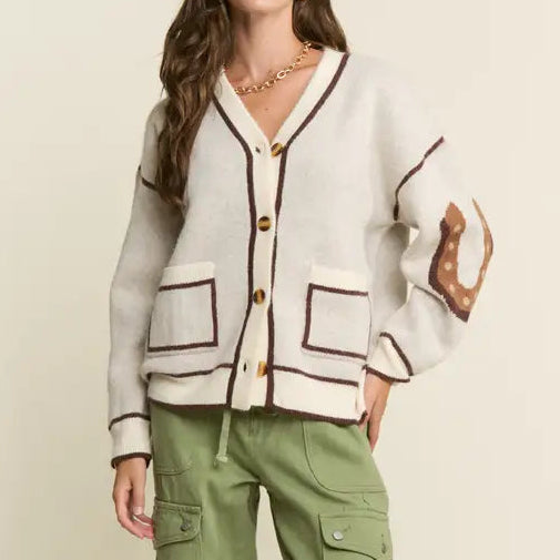 Oatmeal Western Cardigan