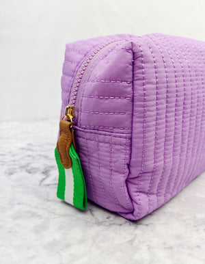 Purple Cosmetic Zip Pouch with Green Zipper