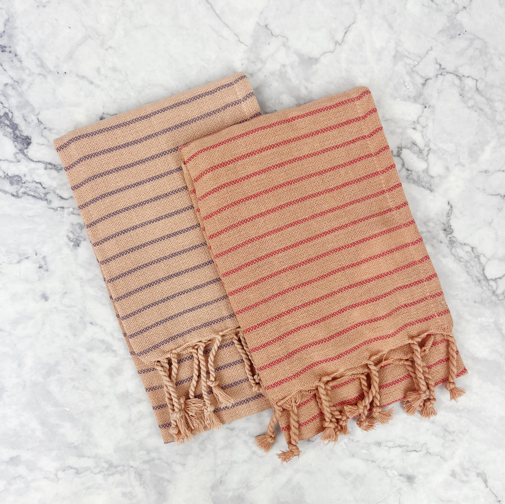 Turkish Tea Towels with Stripes and Fringe