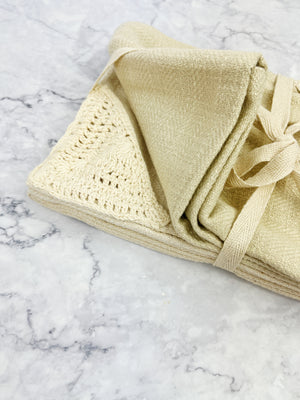 Crochet Cream and Beige Tea Towel Set