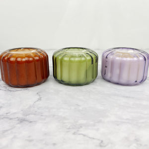 Ribbed Colored Glass Candle