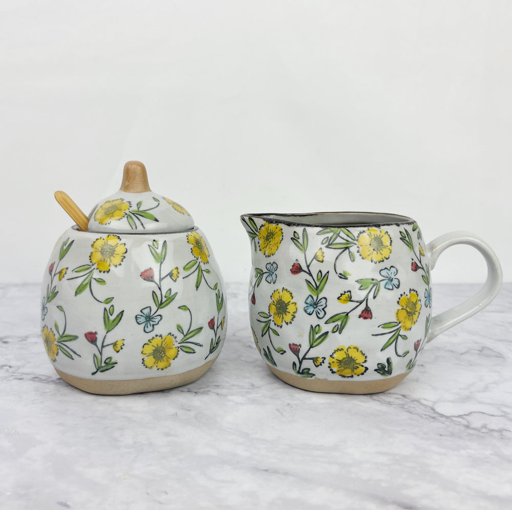 
                
                    Load image into Gallery viewer, Hand Painted Floral Creamer and Sugar Canister
                
            