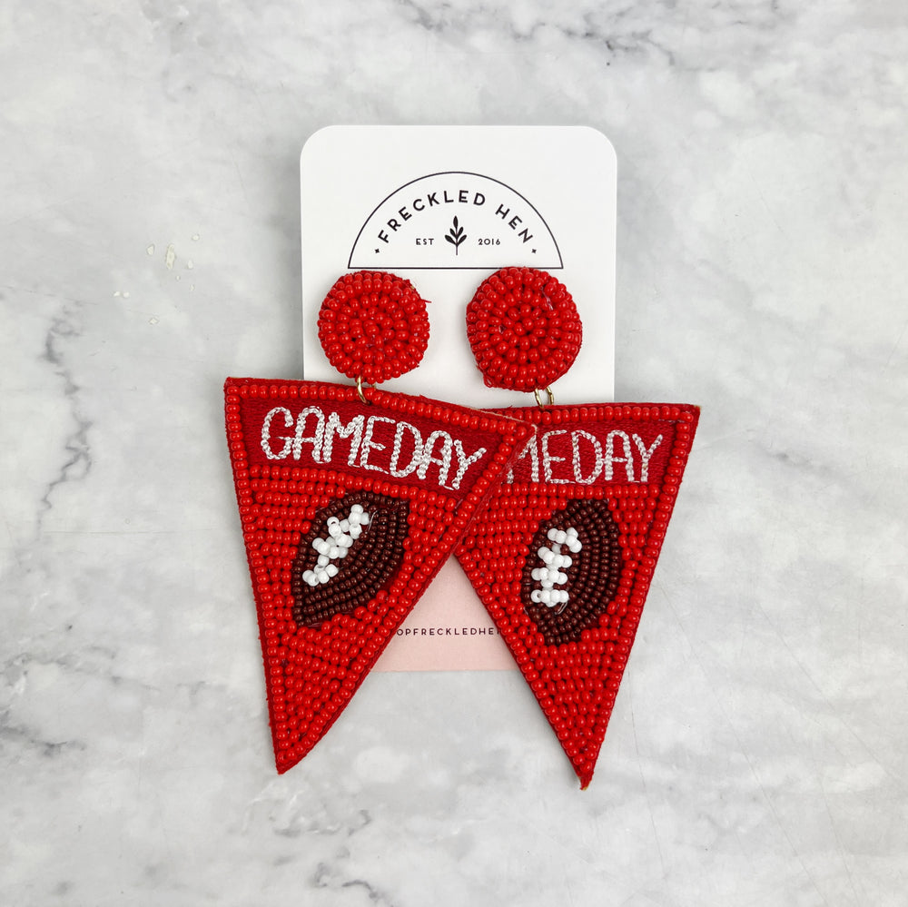 
                
                    Load image into Gallery viewer, Game Day Triangle Beaded Earrings
                
            
