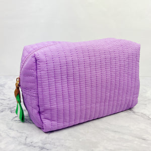 Purple Cosmetic Zip Pouch with Green Zipper