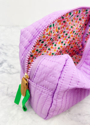 Purple Cosmetic Zip Pouch with Green Zipper