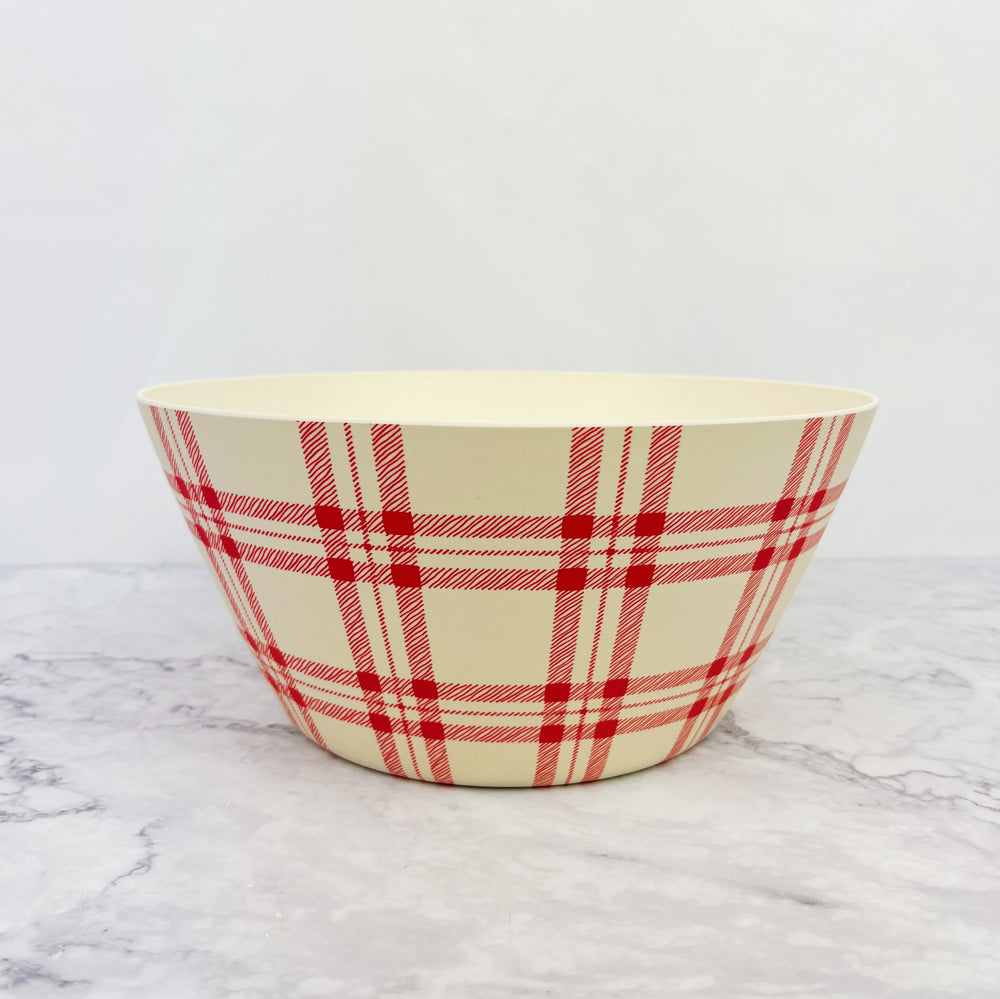 
                
                    Load image into Gallery viewer, Red Plaid Bamboo Bowl
                
            