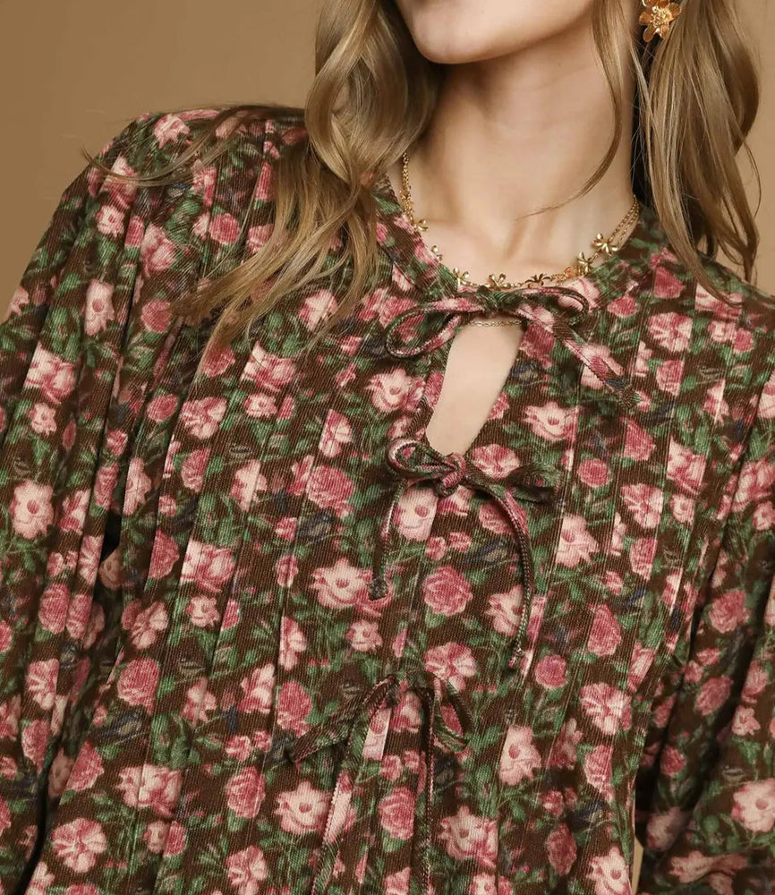 Mocha Floral Top