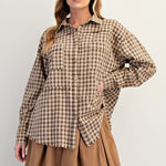 Topstitched Plaid Button Down