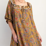 Puff Sleeve Floral Printed Dress