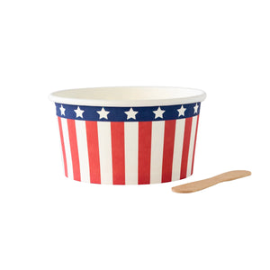 
                
                    Load image into Gallery viewer, Stars &amp;amp; Stripes Ice Cream Bowls with Wooden Spoons
                
            