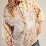 Mixed Print Button Down Shirt