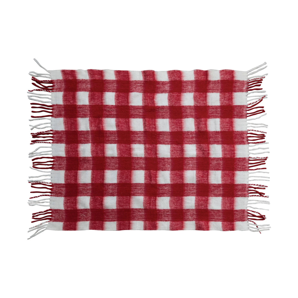 Red and White Plaid Chunky Throw