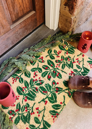 Holiday Berries Coir Doormat
