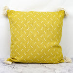 Sunshine Yellow Embroidered Pillow with Cream Tassels