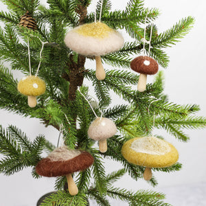 Wool & Wood Mushroom Ornament