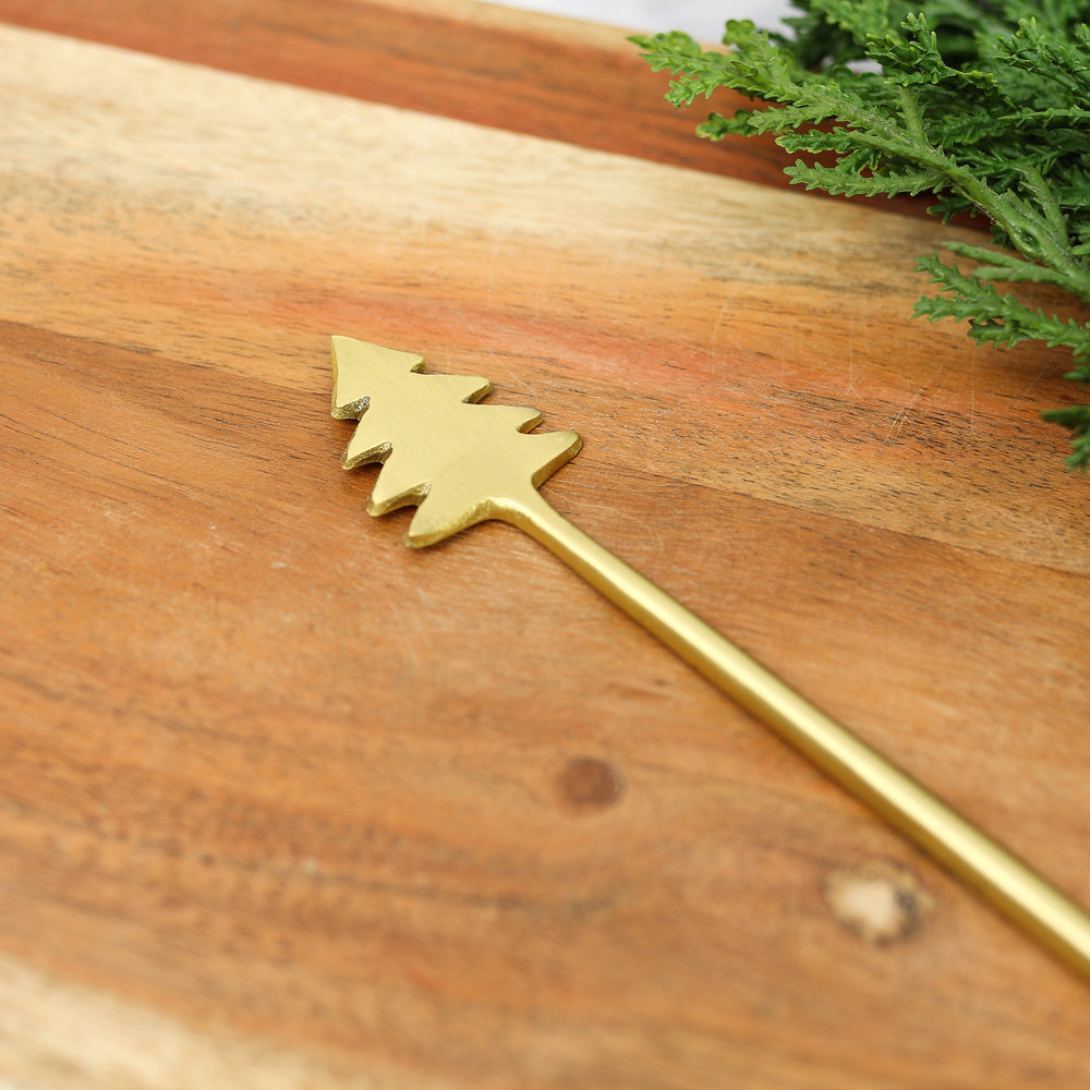 Holiday Brass Cocktail Spoon