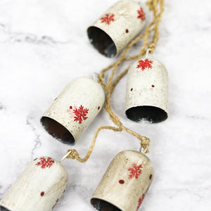 Hand-Painted Metal Bells with Snowflakes