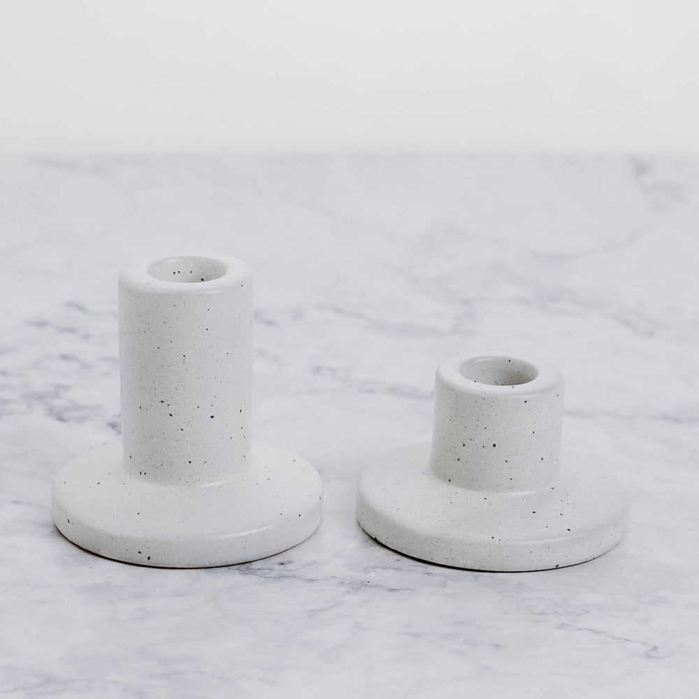 Speckled Gray Candlestick Holder