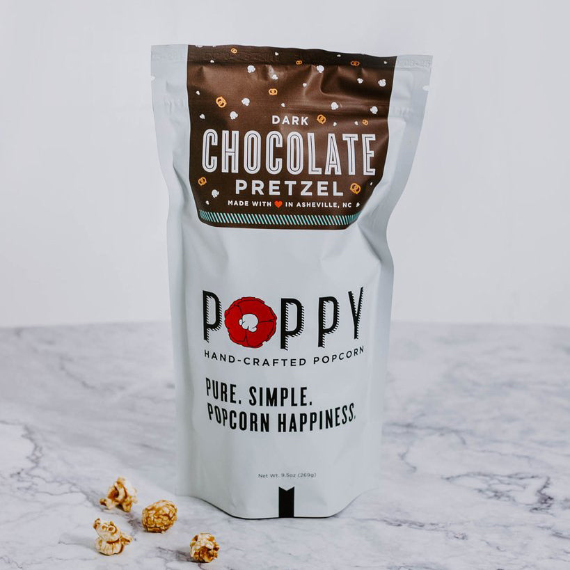 
                
                    Load image into Gallery viewer, Dark Chocolate &amp;amp; Pretzel Hand-Crafted Popcorn
                
            