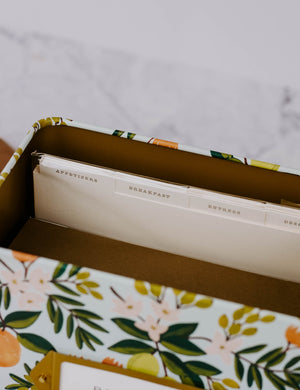 
                
                    Load image into Gallery viewer, Citrus Floral Tin Recipe Box
                
            