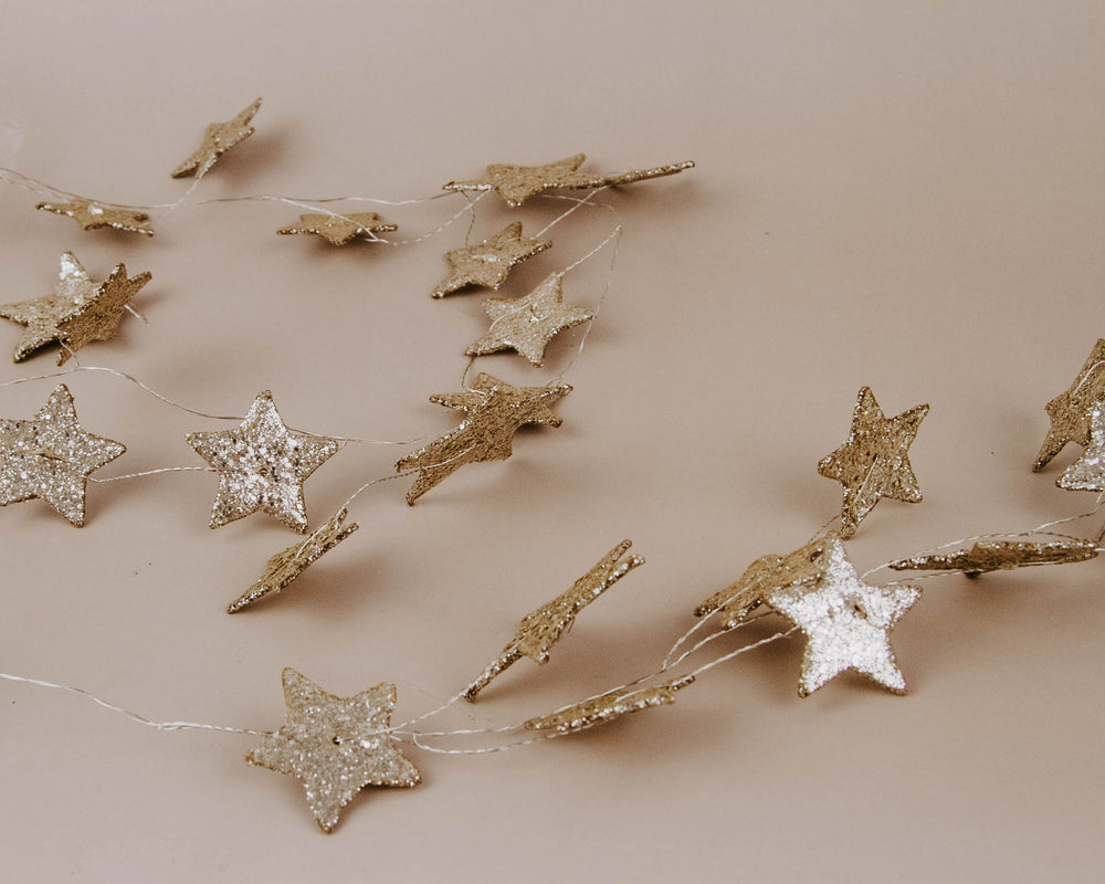 Glitter Silver Star Garland