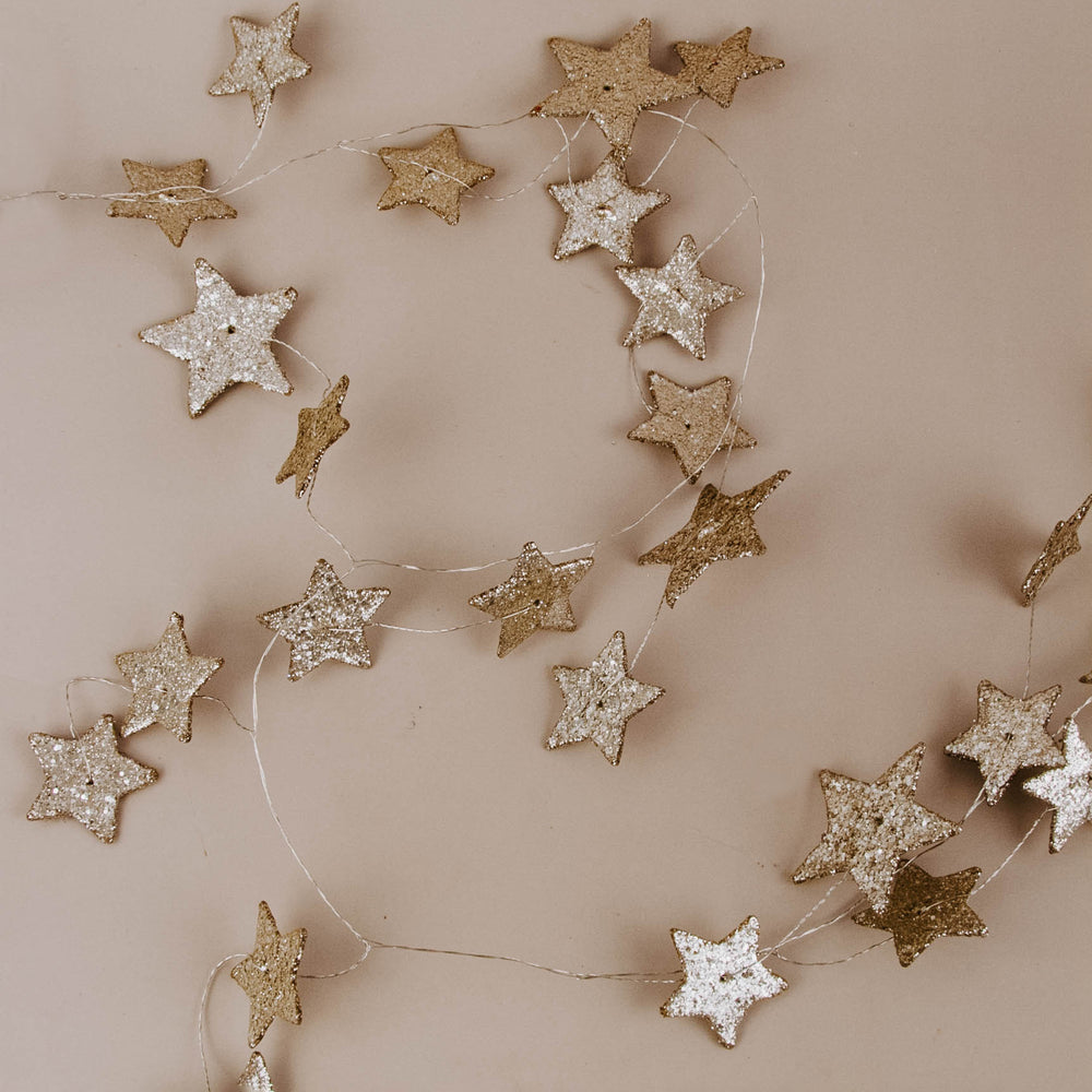 Glitter Silver Star Garland