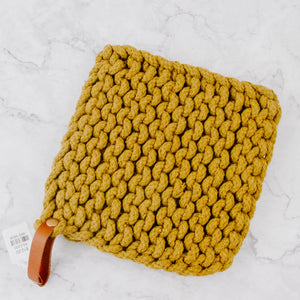 
                
                    Load image into Gallery viewer, Woven Cotton Pot Holder With Leather Loop
                
            