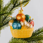 Glass Knitting Basket Ornament