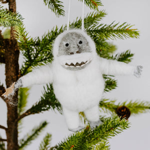 Felted Abominable Snowman Ornament