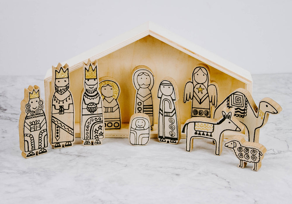 Wooden Nativity Scene