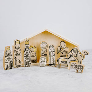 Wooden Nativity Scene