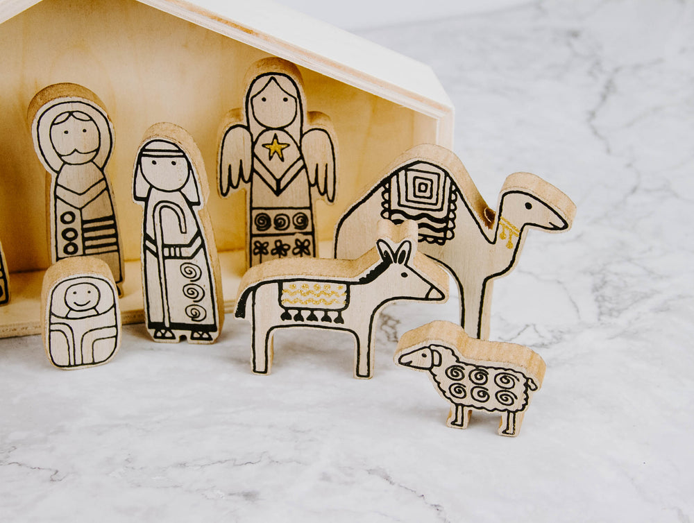 Wooden Nativity Scene