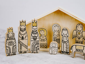 Wooden Nativity Scene